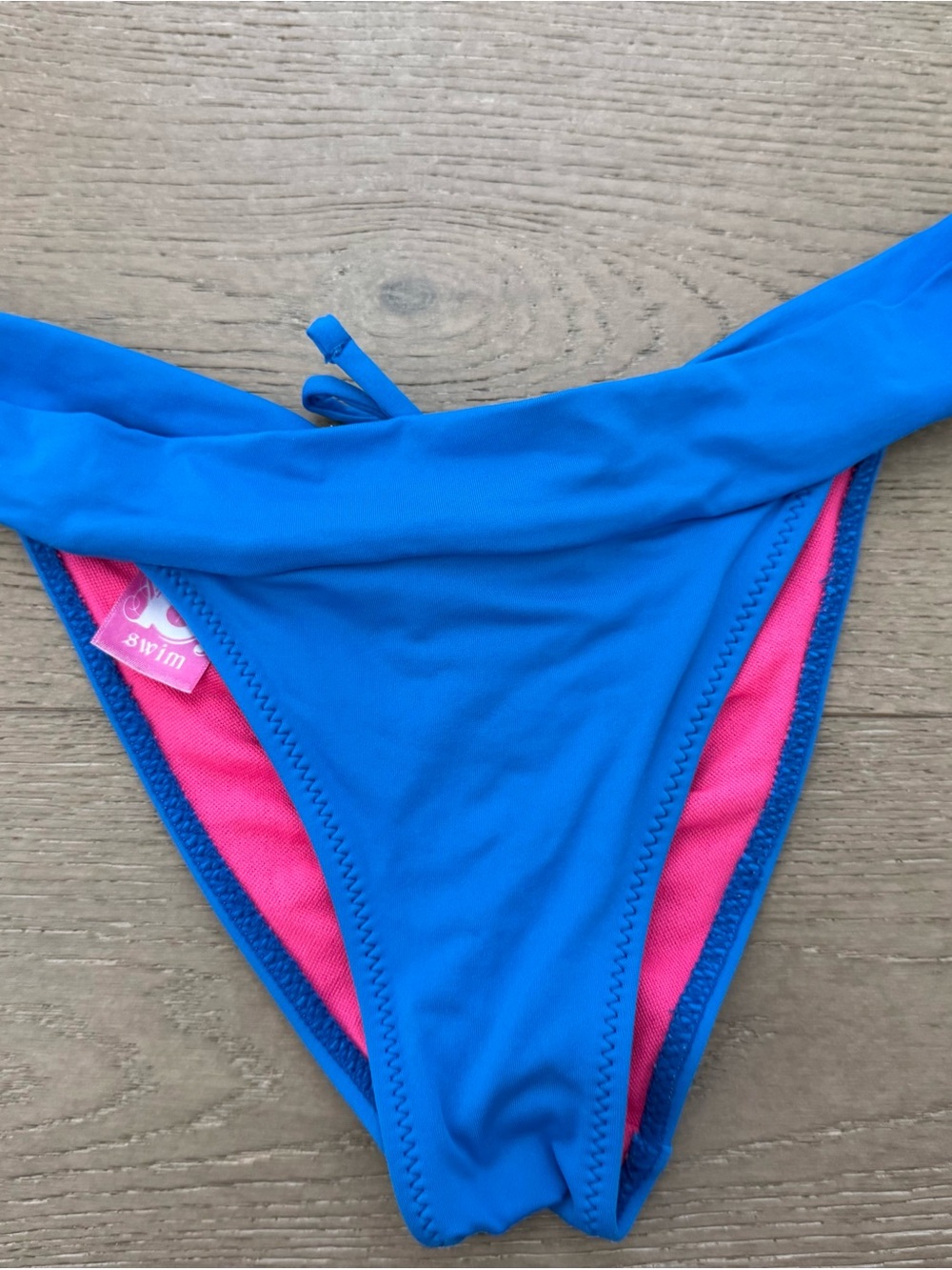 B Swim Blue Bikini Bottom with Pink Branded Tag